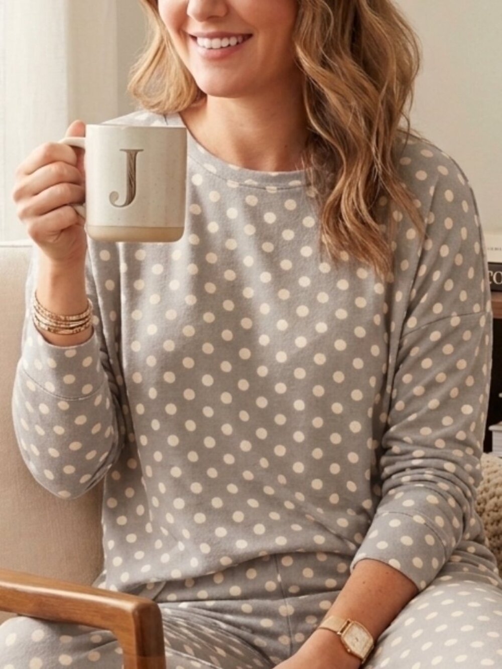 Joe Fresh x Jillian Harris Karissa Polka Dot Pajama Sleep Top Sz L